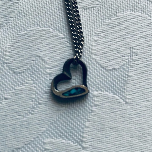 👀4/$25 Miniature Silver Heart with Abalone on 18” Chain Vintage - Picture 3 of 5